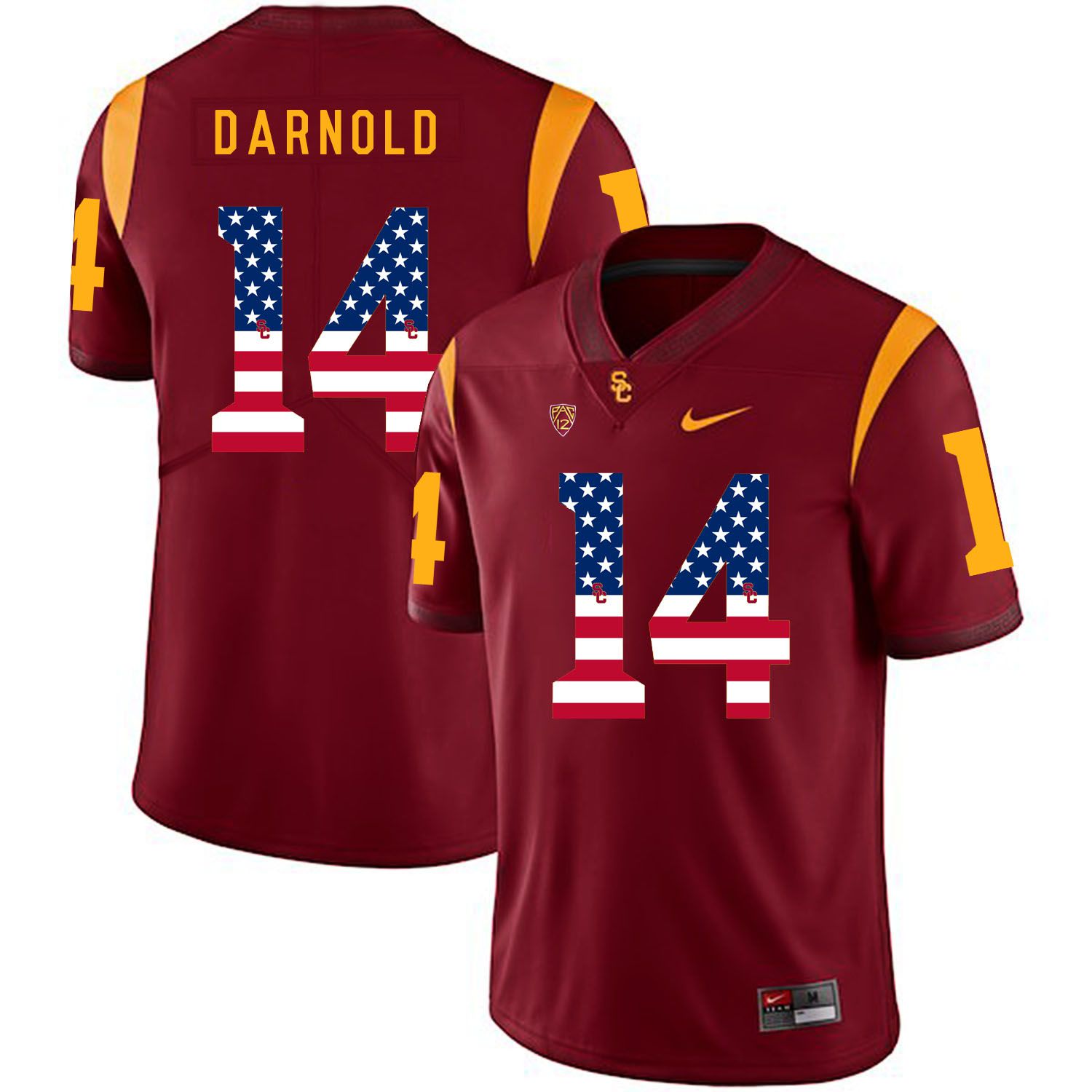 Men USC Trojans #14 Darnold Red Flag Customized NCAA Jerseys->customized ncaa jersey->Custom Jersey